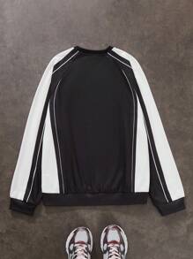 Manfinity VCAY Men's Digital Print Loose Fit V-Neck Long Sleeve Pullover Sweatshirt, For Fall Winter - Multicolor - View 2