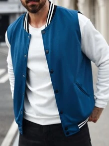 Manfinity Homme Men's Solid Color Patchwork Button Front Casual Vest - Baby Blue - View 1