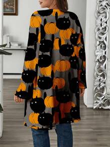 EMERY ROSE 休闲简约万圣节元素宽松中长款开衫长袖女款常规轻便夹克