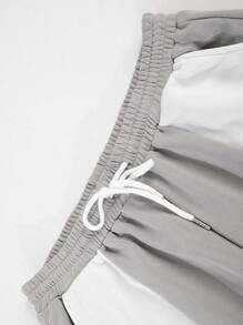 Manfinity Hypemode Men's Solid Color Patchwork Front Lace-Up Casual Sweatpants - Multicolor - View 6