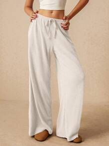 Poéselle Damen-Kleidung für den Herbst, weite Sweathose, Hose mit niedriger Taille, bequeme Hose, Lässig Hose, weite Hose, Damenhosen, Damenbekleidung unten, Streetwear, Winterkleidung - Aprikosenfarben - Übersicht 2