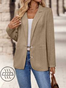 EMERY ROSE Damen Sommer Leinenjacke im Blazer-Stil