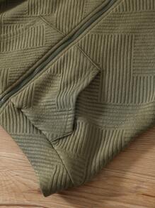 1pc Young Boys' Casual Stand Collar Solid Color Drop Shoulder Long Sleeve Jacket, Comfortable & Warm For Autumn/Winter - Army Green - View 4