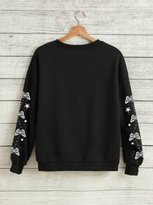 SHEIN LUNE Plus Size Fantasy Girl Print Fleece Sweatshirt For Women, Suitable For Autumn And Winter