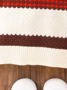 SHEIN Pullover Baby Jungen Gestrickt Rundhals Pullover Dick Warm Farbblock Gestreift Mode Lässig Alltagskleidung Herbst Winter Patchwork Geeignet für Herbst Winter Innen Außen Urlaub - Verschiedenfarbig - Übersicht 6