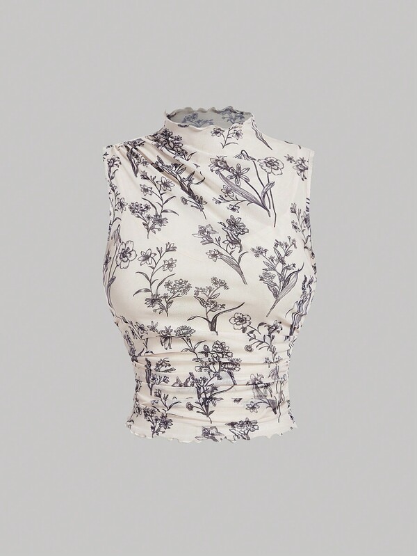 SHEIN MOD Top de chaleco entallado con cuello cisne con estampado floral vintage en talla grande, para mujer, apto para verano/otoño/invierno, para playa, fiesta, baile de bienvenida, brunch, boda de otoño, estilo de los 90, estilo cottage, moda coreana, atuendos para crucero, top asimétrico, gótico, blusas gráficas, Corpse Bride, estilo old money, blusas de campo, feria del renacimiento