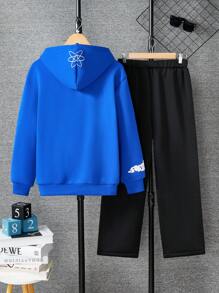 2pcs/Set New American Style Printed Hoodie & Sweatshirt Outfit, Spring & Autumn - Multicolor - View 2