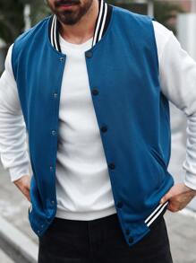 Manfinity Homme Men's Solid Color Patchwork Button Front Casual Vest - Baby Blue - View 5