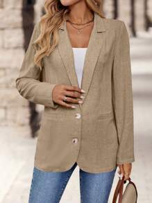 EMERY ROSE Damen Sommer Leinenjacke im Blazer-Stil