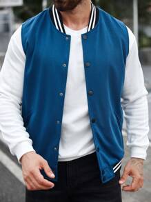 Manfinity Homme Men's Solid Color Patchwork Button Front Casual Vest - Baby Blue - View 4