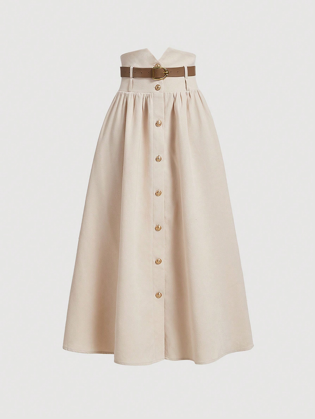 SHEIN MOD تنورة ذات خصر عالي معدنية الإبزيم مع حزا...