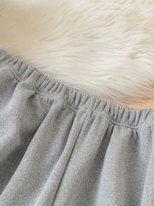 SHEIN Plus Size Solid Color Elastic Waist Thermal Lined Pants For Winter