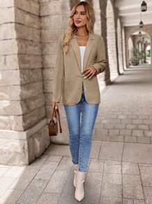 EMERY ROSE Damen Sommer Leinenjacke im Blazer-Stil
