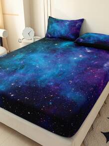 星空图案三件套床上用品（1张床单+2个枕套，不含被芯），柔软舒适 - 彩色 - 查看 4