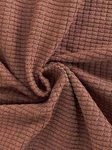 SHEIN Essnce Plus Size Autumn/Winter Thermal Waffle Knit Shacket - Coffee Brown - View 7