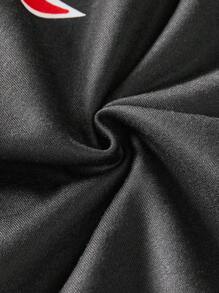 Manfinity VCAY Men's Loose Fit Digital Print Long Sleeve Hoodie, For Fall Winter - Black - View 4