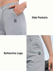 In My Nature 女士字母印花口袋直筒宽松休闲户外裤 - 灰色 - 查看 3