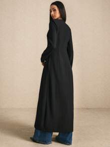 Poéselle 女士黑色单排扣长袖长款大衣（秋冬款） - 黑色 - 查看 2