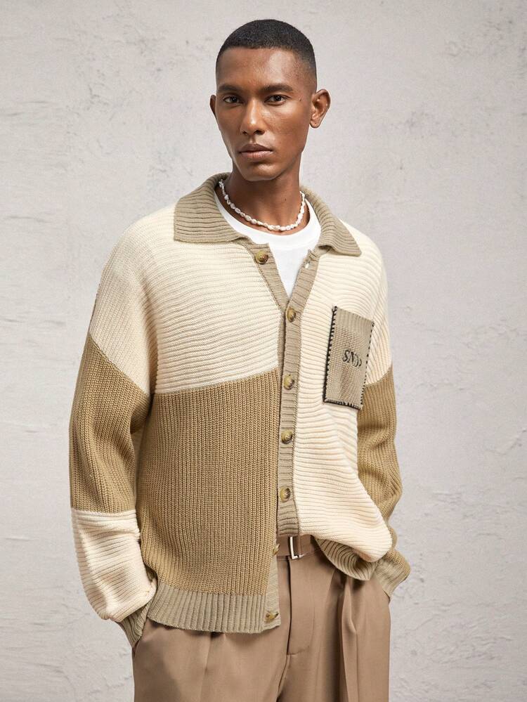 Men's Fitted Casual Round Neck Long Sleeve Cardigan, Suitable For Autumn/Winter