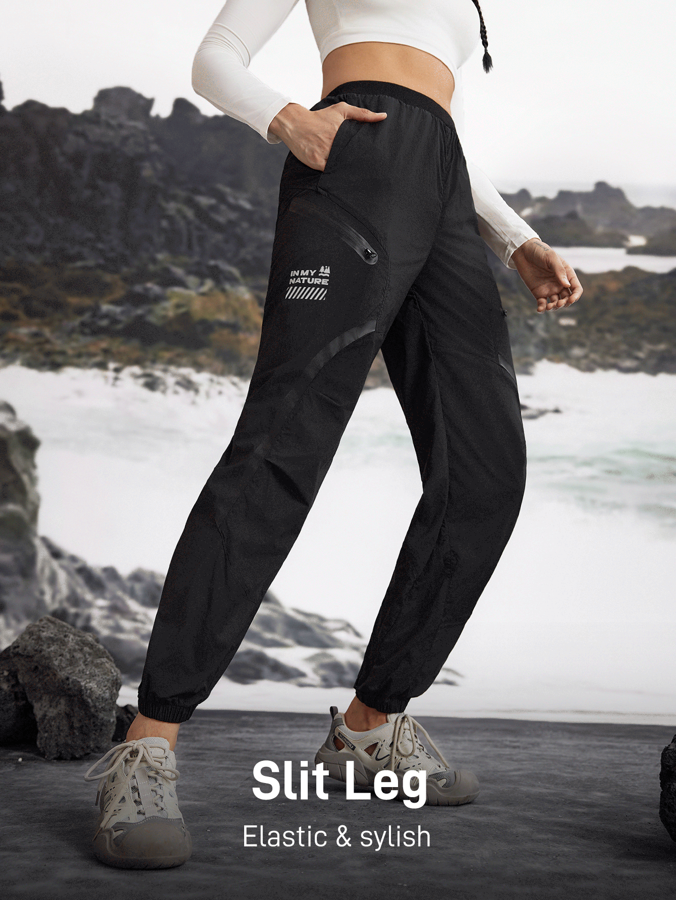 In My Nature 女士户外徒步城市通勤休闲登山裤 - 黑色 - 查看 3