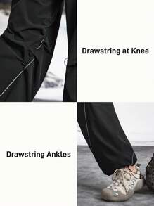 In My Nature Women's Contrast Binding Drawstring Waist Outdoor Pants - Black - View 4