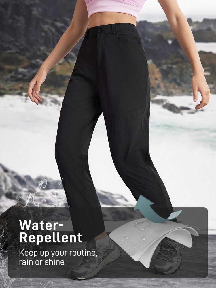 In My Nature 女士简约印花直筒户外长裤 - 黑色 - 查看 3