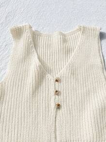 SHEIN Unity 正面纽扣罗纹针织上衣