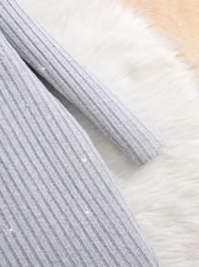 Robe longue polyvalente et confortable à col rond et manches longues pour filles préadolescentes - Gris - Voir 4