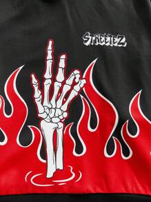 Manfinity VCAY Men's Loose Fit Digital Print Long Sleeve Hoodie, For Fall Winter - Black - View 3