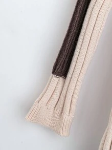 SHEIN LUNE 加厚高领撞色罗纹毛衣，休闲日常针织套头衫，秋冬款 - 彩色 - 查看 3