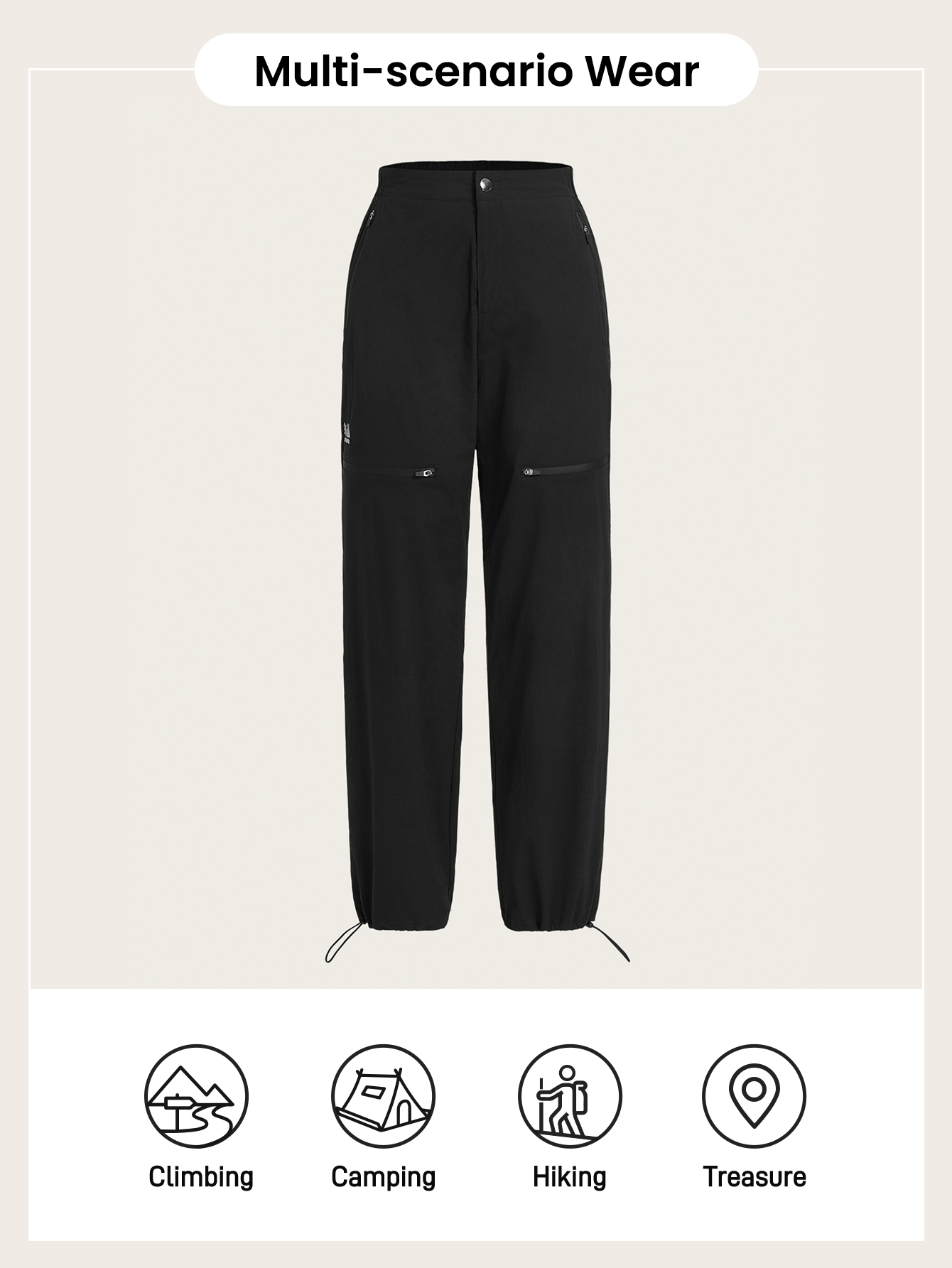 In My Nature Pantalones para mujer para actividades al aire libre, paseo por la ciudad, ir al trabajo y senderismo - Negro - Añade 3