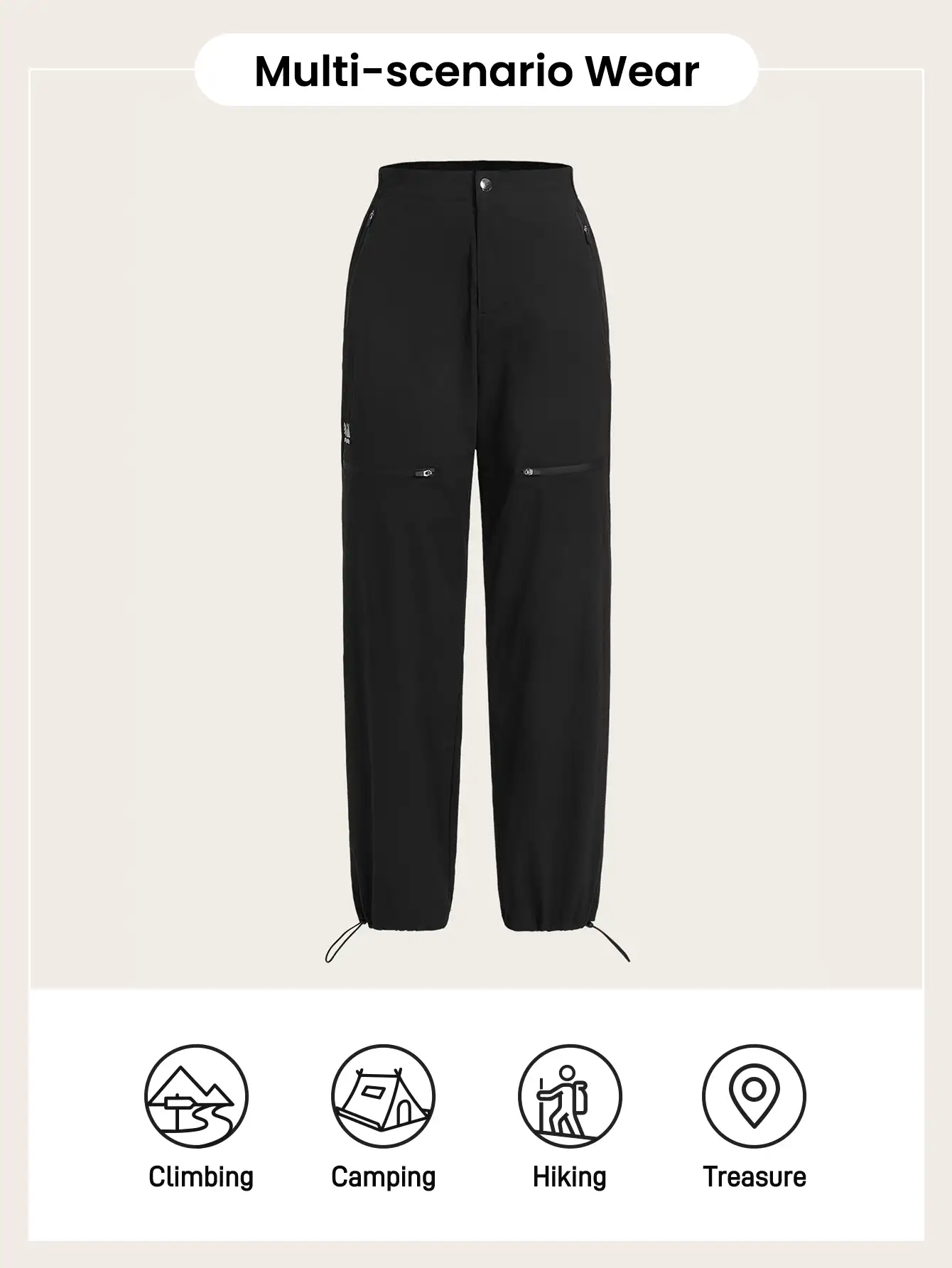 In My Nature 女士户外休闲城市通勤徒步裤 - 黑色 - 查看 3