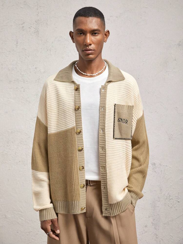 Men's Fitted Casual Round Neck Long Sleeve Cardigan, Suitable For Autumn/Winter