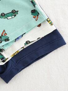 Cozy Pixies 3 件装 男童卡通汽车图案针织柔软弹力腰内裤 - 藍色 - 查看 4