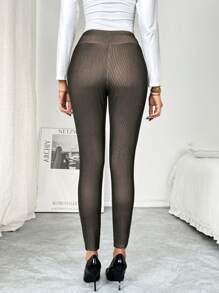 SHEIN Clasi Warm Thermal Lined Tights, Casual Daily Wear - Black - View 2