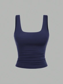 Sweetra Women's Loose Ruched Sleeveless Tank Top, Casual Daily Wear Graphic Tees Women Tops