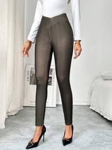 SHEIN Clasi Warm Thermal Lined Tights, Casual Daily Wear - Black - View 3