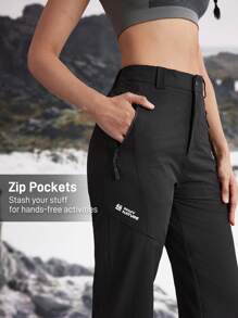 In My Nature Women's Simple Printed Outdoor Long Pants - Black - View 3