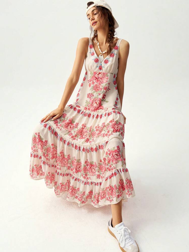 SHEIN BohoFeels Floral Print Vacation Dress For Women - Multicolor - View 4