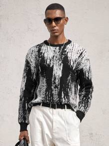 AKNOTIC Business Casual Áo len dệt kim rộng rãi cổ tròn thả vai tay dài cho nam - Nhiều màu - Xem 7