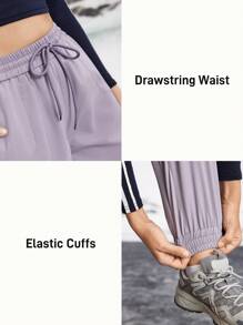 In My Nature Women's Solid Color Drawstring Pocket Relaxed Fit Outdoor Sports Pants & Joggers - Purple - View 4