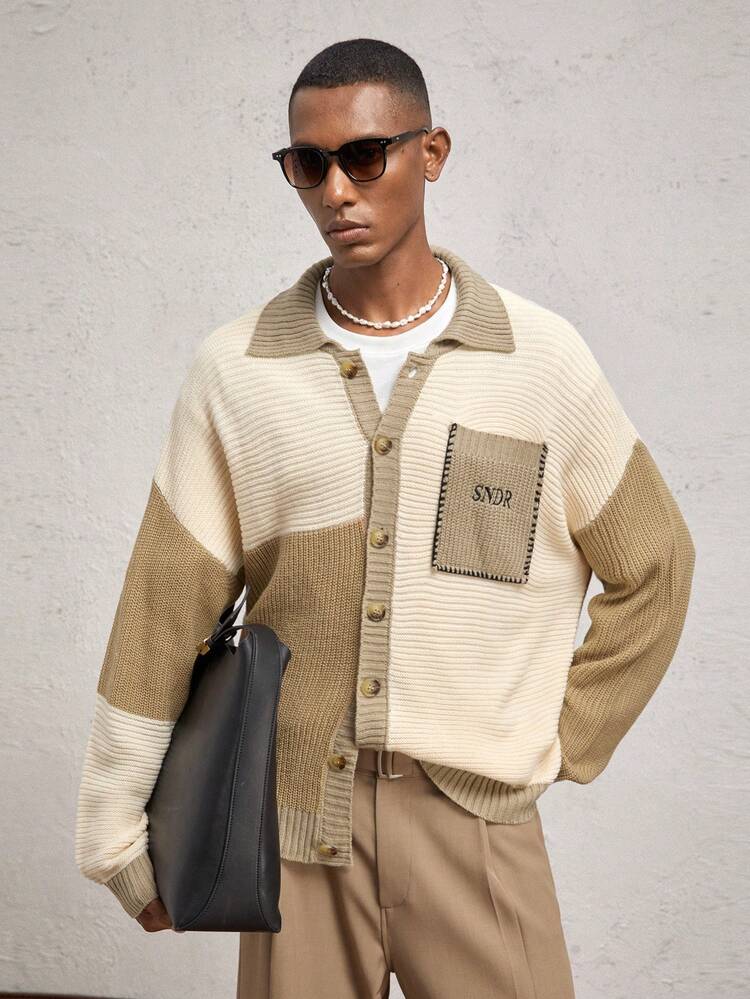 Men's Fitted Casual Round Neck Long Sleeve Cardigan, Suitable For Autumn/Winter