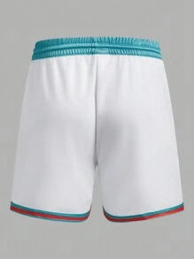 Gym Rark Boyfriend Style Men's Colorblock Drawstring Waist Letter Print Simple Casual Basketball Sports Shorts Sweat Pants Jogging Gym - White - View 2