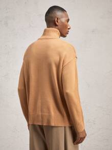 AKNOTIC Business Casual Men's Slim Fit Casual Turtleneck Knit Sweater, For Fall Winter - Brown - View 8