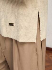 AKNOTIC Business Casual Men's Fitted V-Neck Sleeveless Knit Vest, For Fall Winter - Apricot - View 3