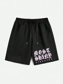 Manfinity VCAY 男士宽松印花圆领短袖 T 恤，适合夏季 - 黑色 - 查看 5