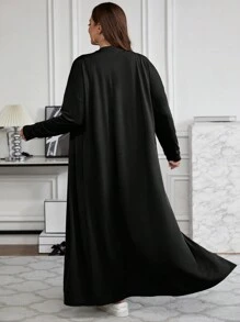 SHEIN CURVE+ 3 件大码休闲休闲长款夹克、裤子和打底上衣套装