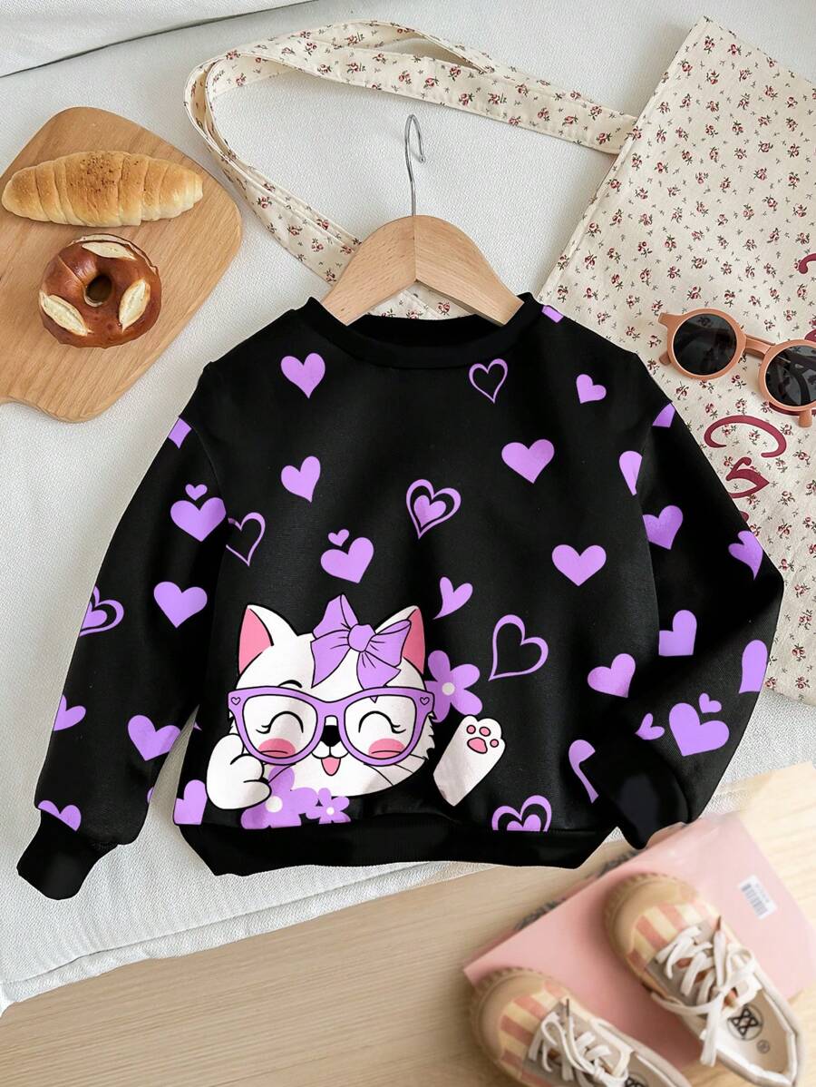 SHEIN 年轻女孩休闲舒适针织长袖运动衫，适合秋冬季 - 白色 - 查看 1