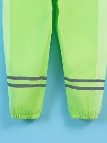 SHEIN Toddlers' Reflective Waterproof Overalls, Outdoor Hiking Safety Splash Pants - Yellow - View 4