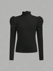 SHEIN 2pcs Tween Girl Casual Solid Color Knit Funnel Neck Raglan Sleeve Top Set